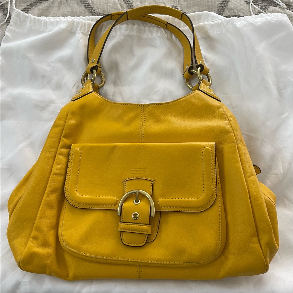 Coach Yellow Shoulder Bag with Sleek Design
